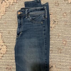 Hollister Size 1 Jeans. Skinny. Have holes in the knee area. Not many though.